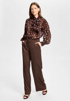 Schluppenbluse mit Polka Dots chocolate brown | ivory