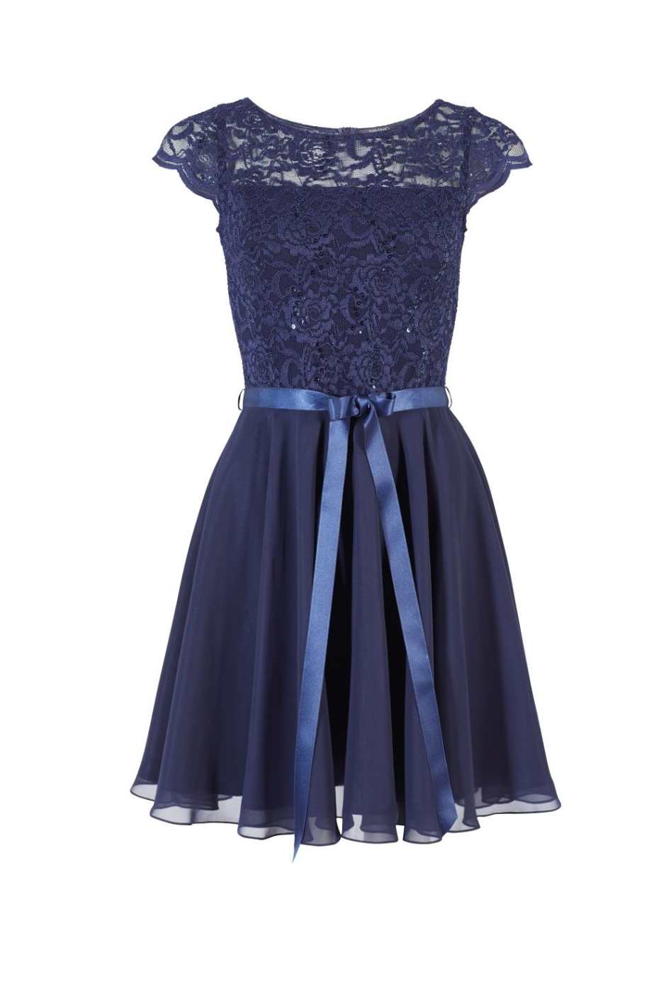 Kleid mit paillettenbesetztem Spitzenoberteil