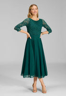 Midikleid mit fließendem Chiffon-Rock dark green