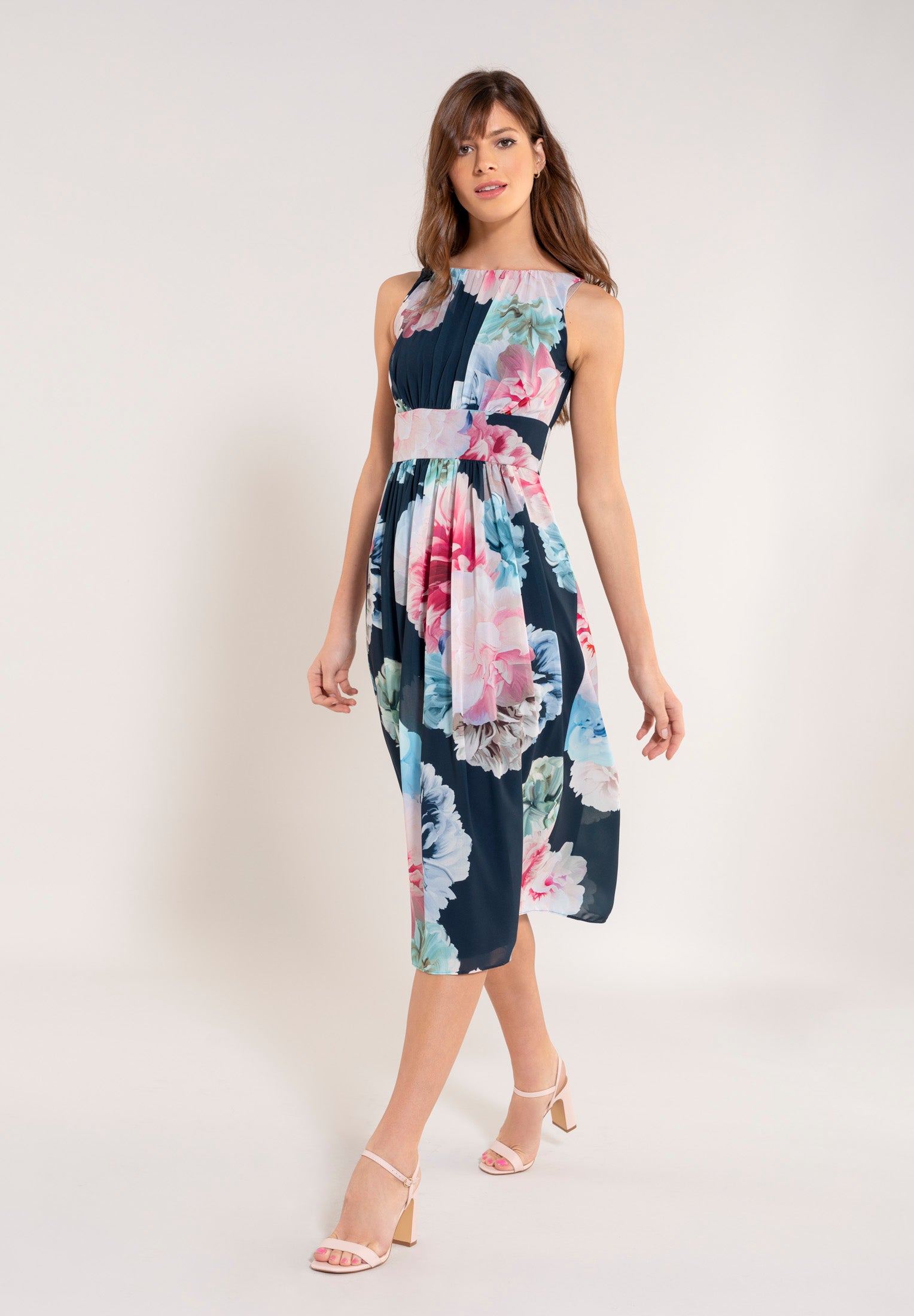 Leichtes Chiffon-Kleid navy multi