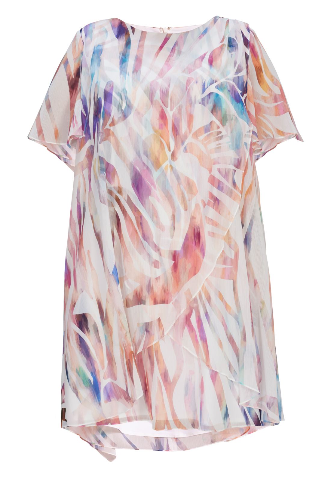 Tageskleid im Lagenlook aus Crinkle Chiffon mit Animal Print