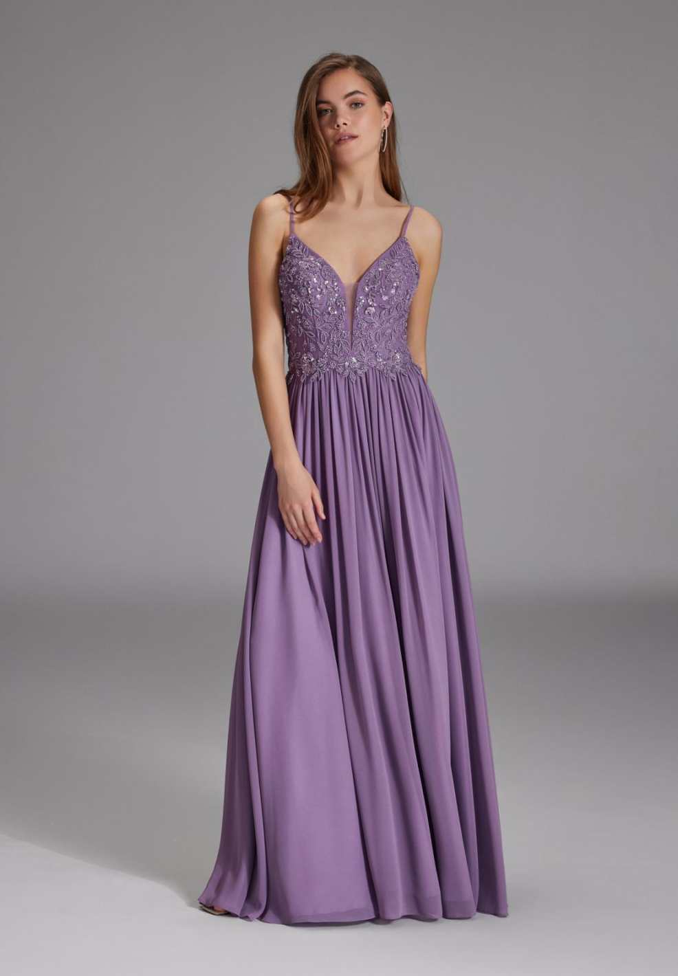 Chiffonkleid mit Bindeband am Rücken