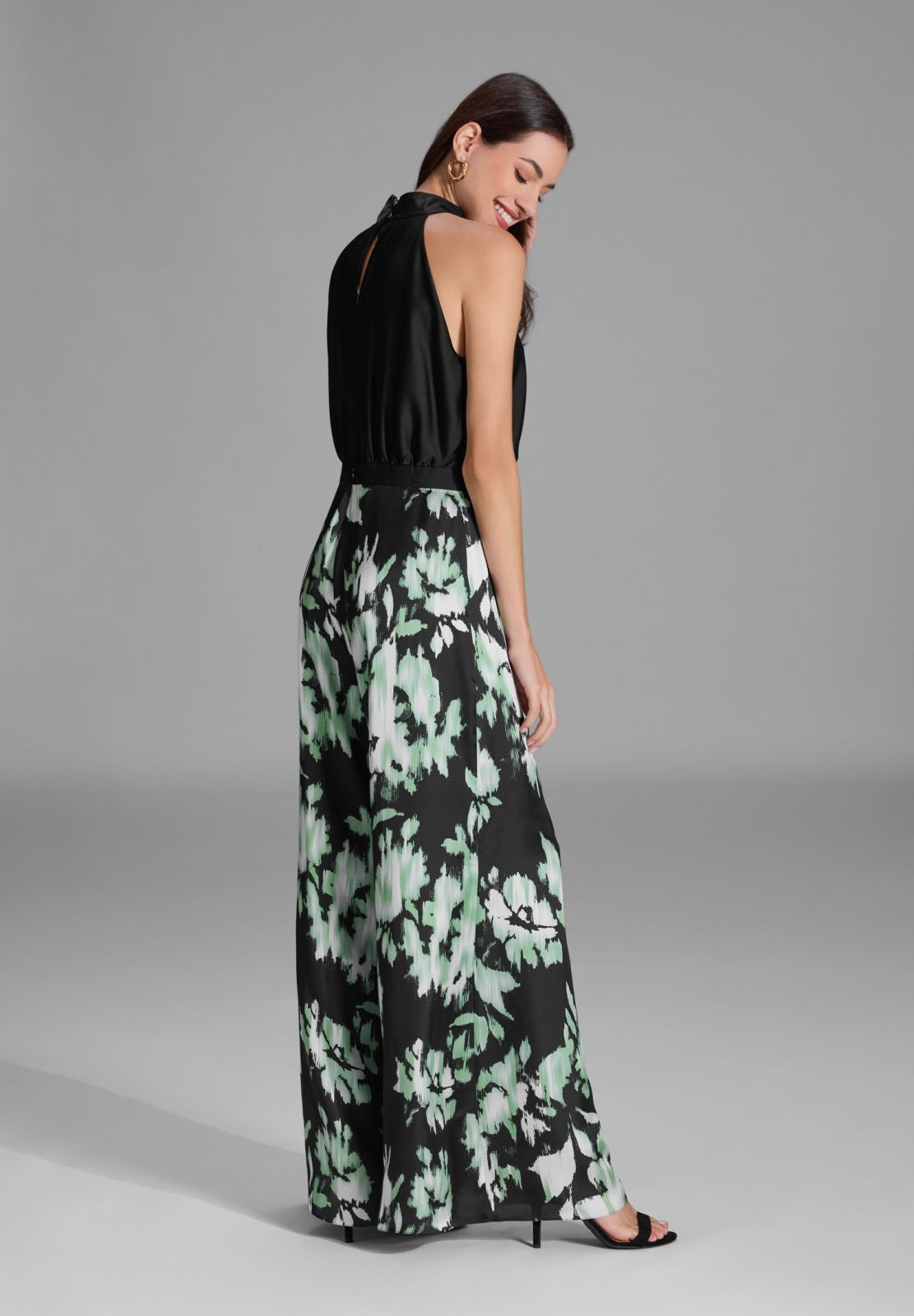 Jumpsuit mit Schluppenblusen Top und Druck Hose