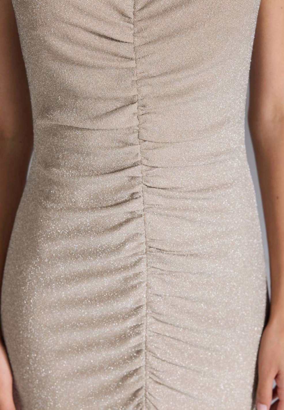 Abendkleid aus Glitzerjersey mit Raffung