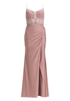 Bodycon Kleid mit Spitzenstickerei und Beinschlitz