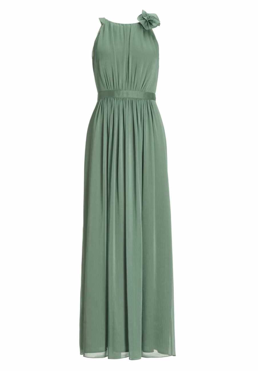 Abendkleid aus Crinkle Chiffon mit dekorativer Blüte