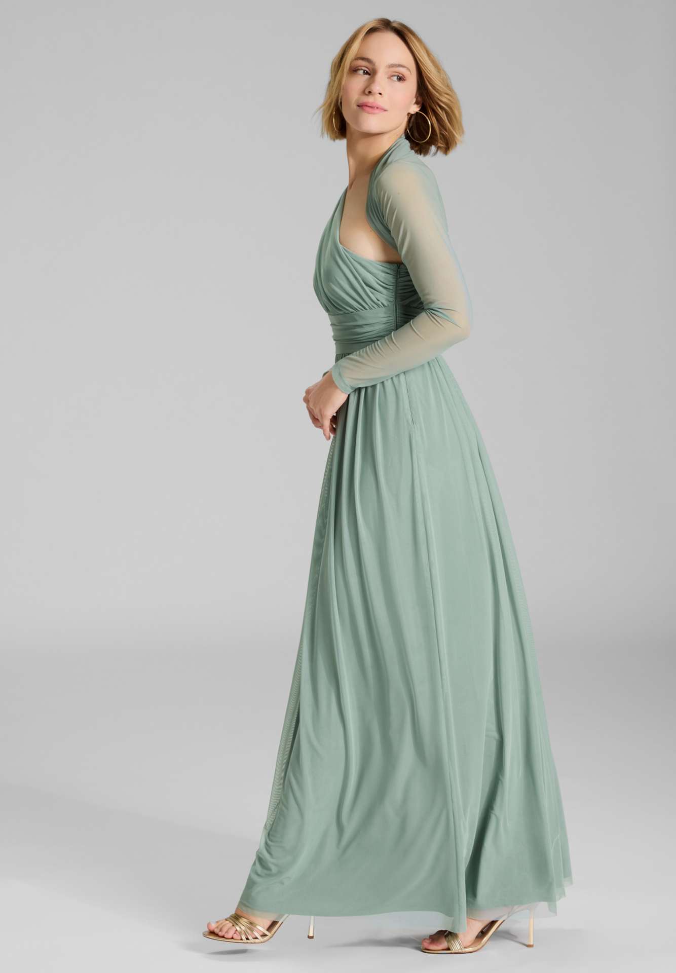 Bolero aus Mesh mit Raffblende