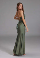 Bodycon Kleid mit Spitzenstickerei und Beinschlitz