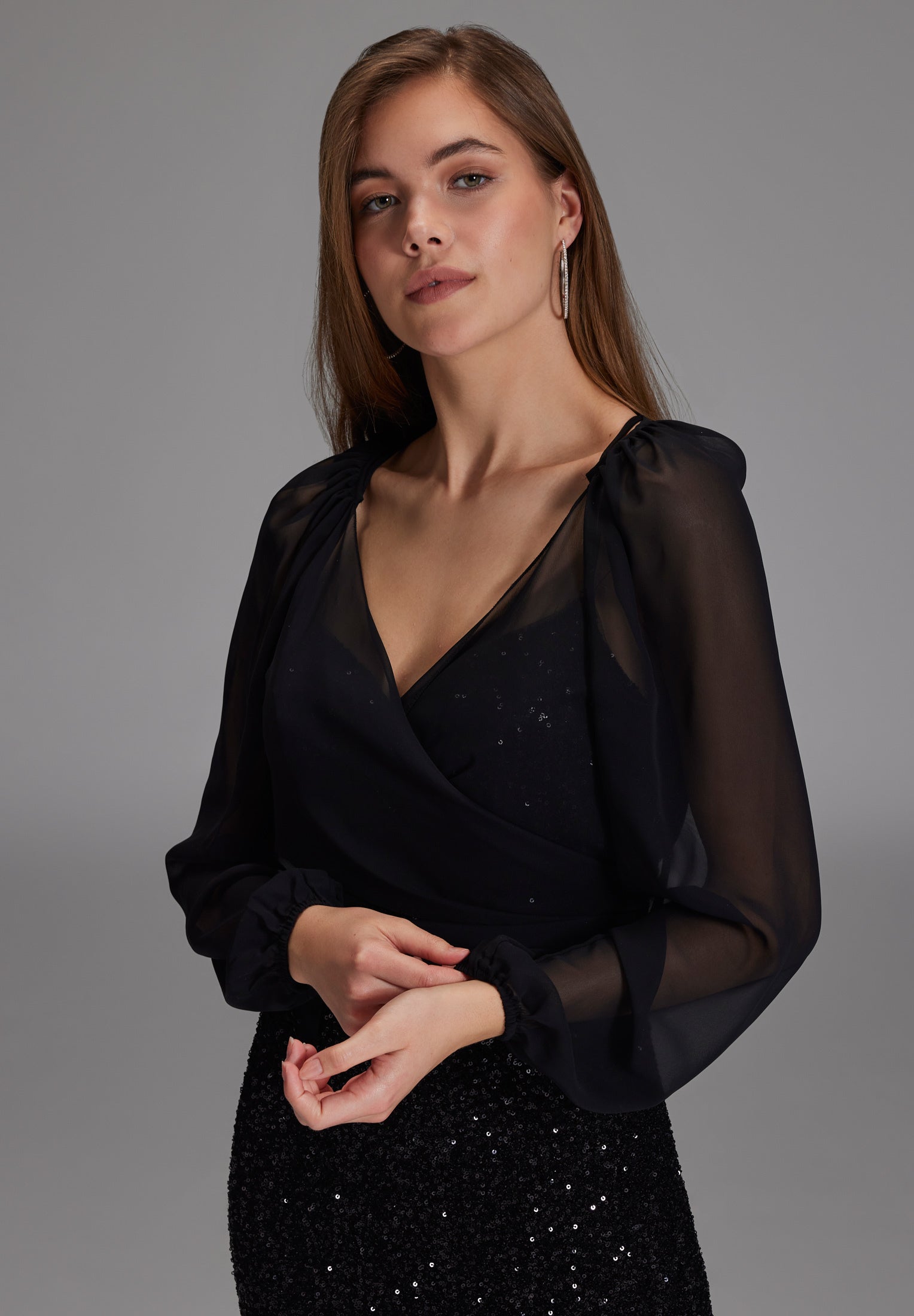 Wickelbolero mit langen Ärmeln