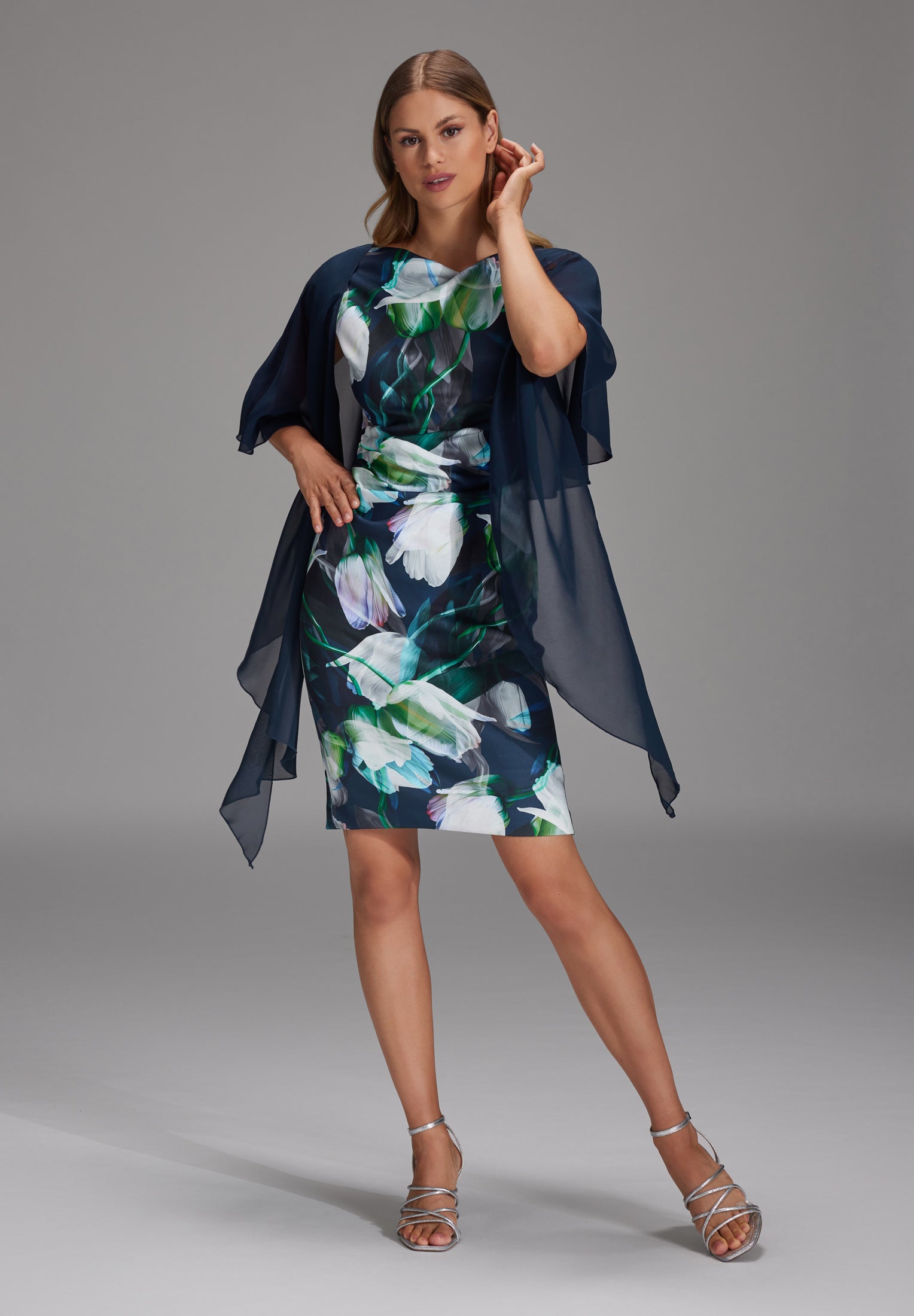 Formstola aus Chiffon navy 0