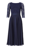Abendkleid Midi mit Oberteil aus floraler Spitze und Chiffon Rock