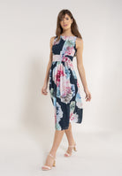 Cocktailkleid aus bedrucktem Chiffon navy | multi