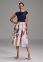 Cocktailkleid aus Materialmix navy | multi