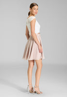 Zweifarbiges Cocktailkleid aus Spitze-Chiffon-Mix