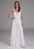 Abendkleid aus Materialmix ivory