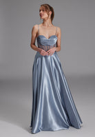 See-through-Corsagenkleid mit Ziersteinen sky blue