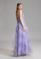 Tüllrobe mit floralem Allover-Print