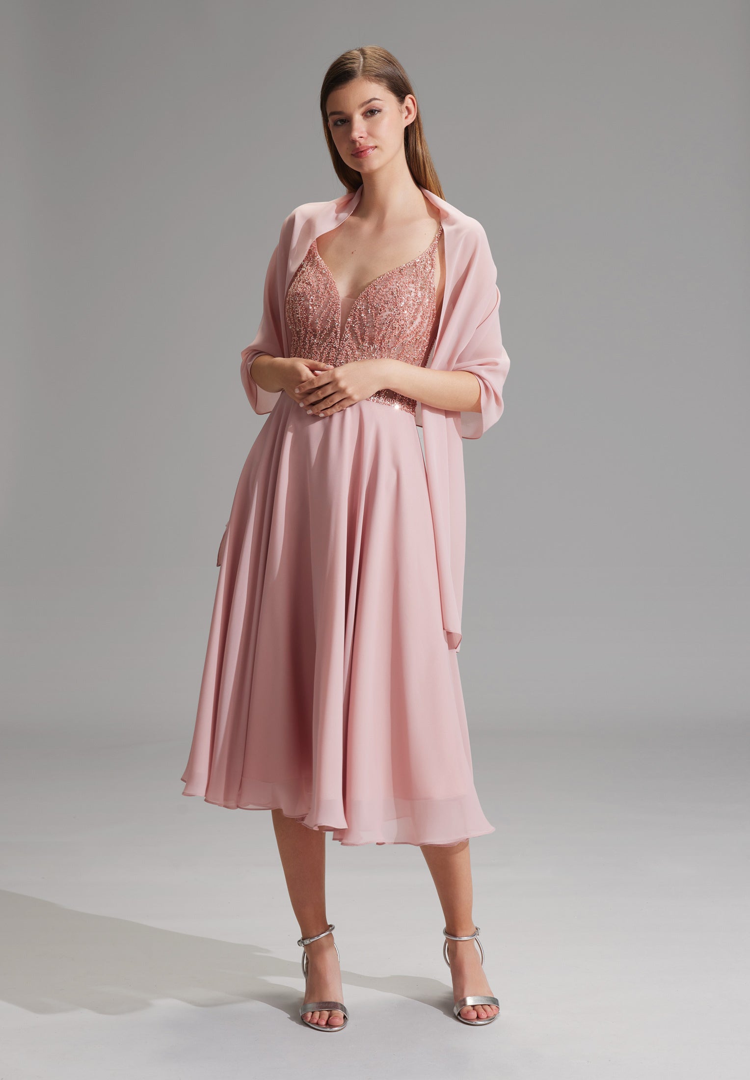 Stola aus Chiffon flamingo pink One Size