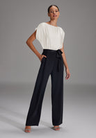 Jumpsuit aus Material-Mix black | ivory