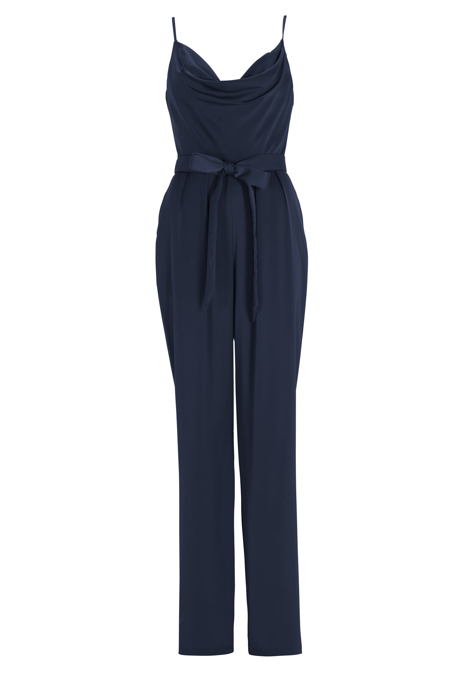 Satin Jumpsuit mit Bindegürtel