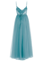 Ausgestelltes Tüllkleid mit Spitzenstickerei