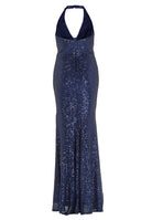 Neckholder Paillettenkleid mit Beinschlitz