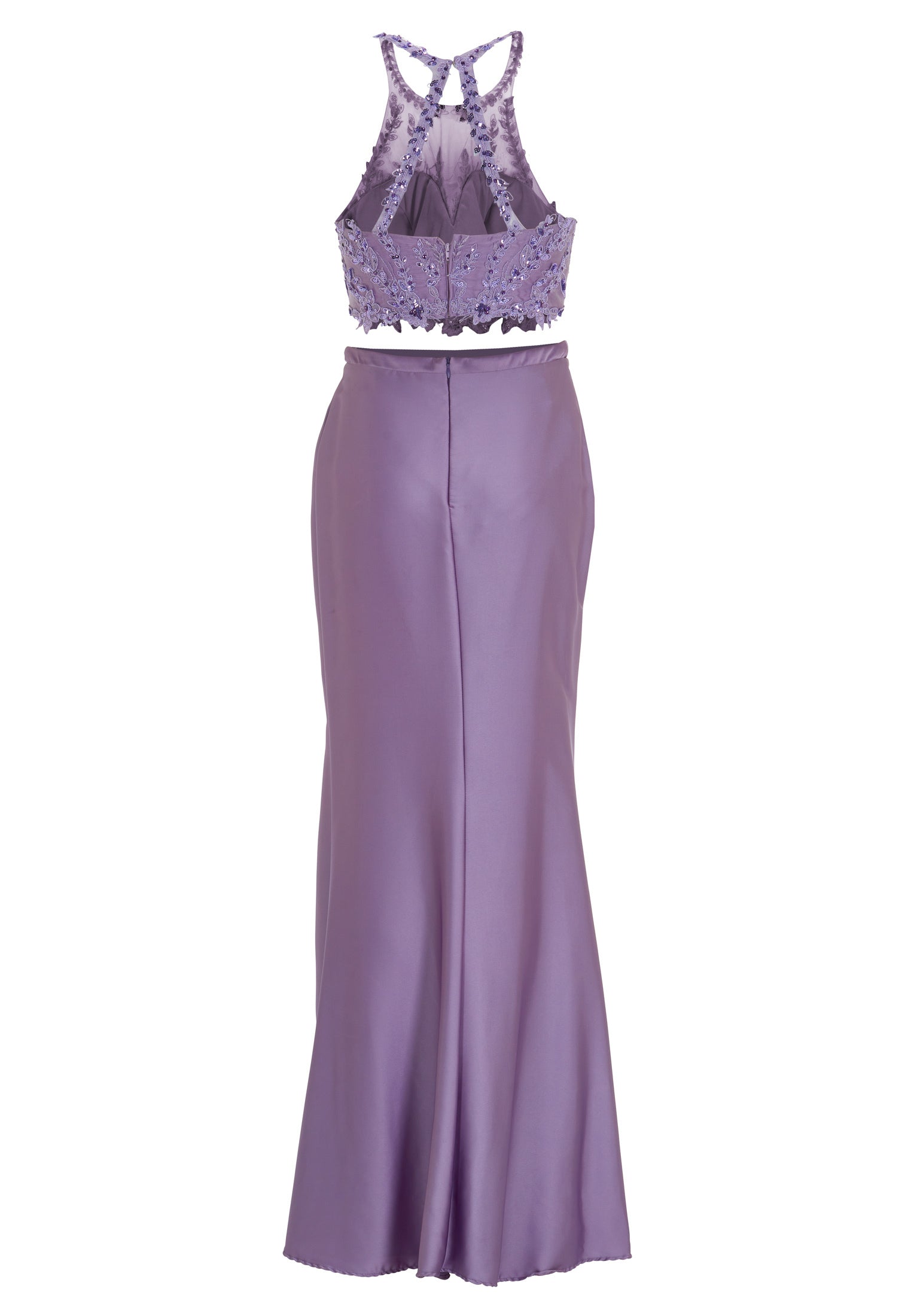 Two-piece Kleid mit langen Satinrock