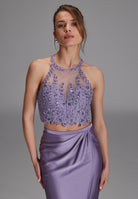 Two-piece Kleid mit langen Satinrock