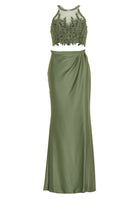 Two-piece Kleid mit langen Satinrock