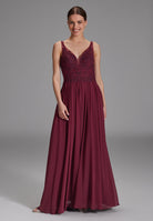 Chiffonkleid mit Spitzenstickerei grape wine