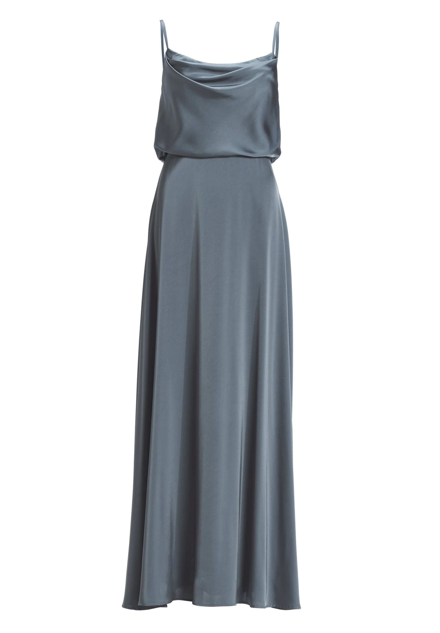 Abendkleid aus Satin mit angedeutetem Wasserfallausschnitt