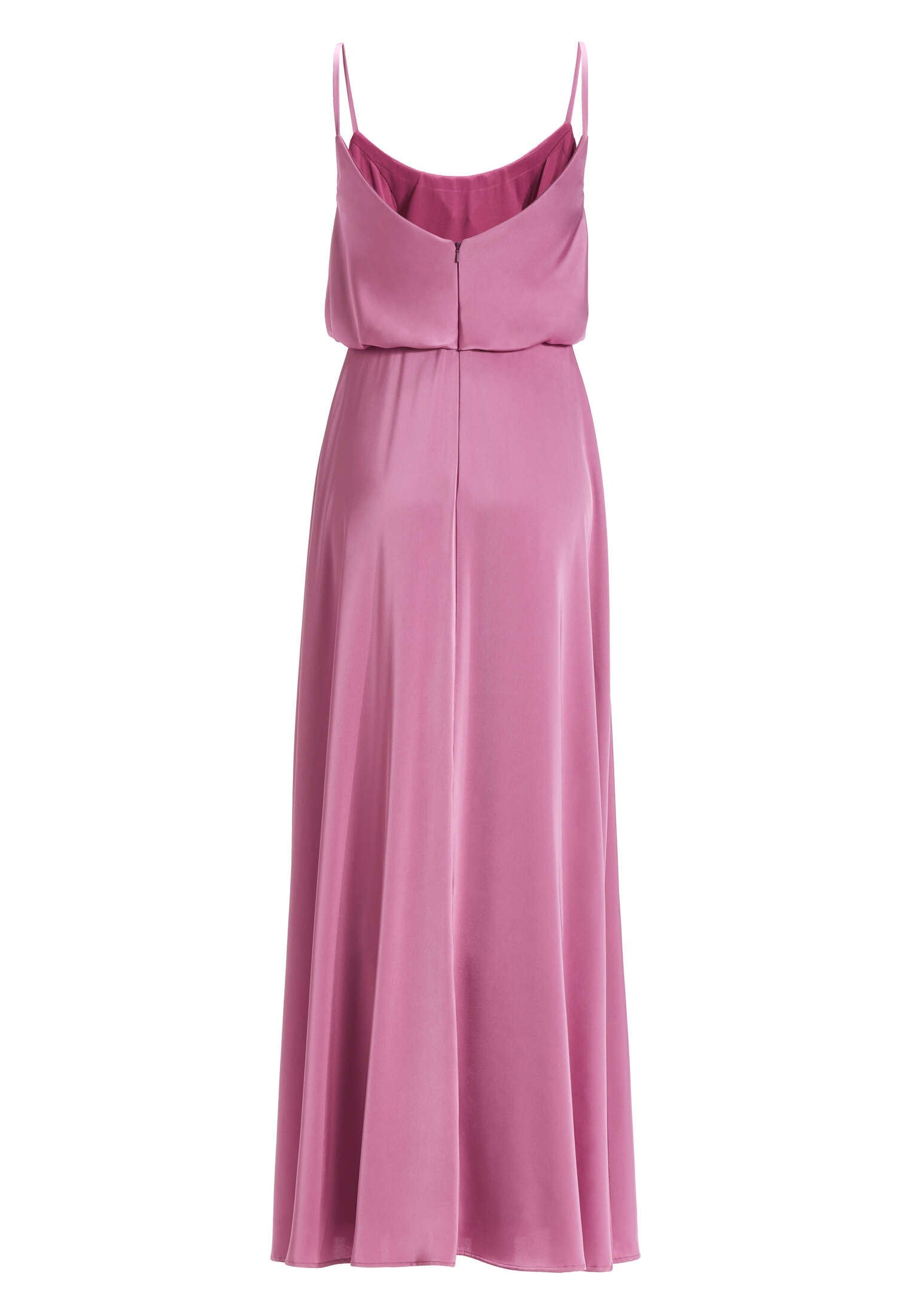 Abendkleid aus Satin mit angedeutetem Wasserfallausschnitt