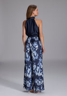 Jumpsuit mit Schluppenblusen Top und Druck Hose
