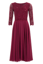 Midi Kleid mit paillettenbesetztem Spitzenoberteil