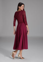 Midi Kleid mit paillettenbesetztem Spitzenoberteil