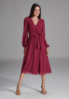 Chiffon Kleid in Wickel Optik ruby red