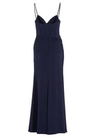 Satinkleid mit Drapierung und Beinschlitz