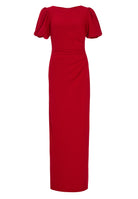 Abendkleid mit Puffärmeln aus Crepe Jersey