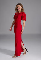 Abendkleid mit Puffärmeln aus Crepe Jersey