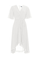 Chiffon Kleid in Wickel Optik mit Vokuhila Saum