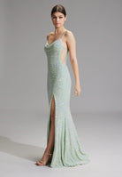 Slipdress mit transparenter Rückenpartie