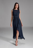Abendkleid mit Vokuhila Rock navy
