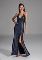 Abendkleid aus glitzerndem Jersey mit Knotendetail am Rücken