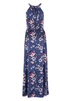 Abendkleid mit amerikanischem Ausschnitt aus bedrucktem Satin