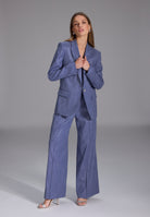 Oversized Blazer aus glänzendem Denim future blue