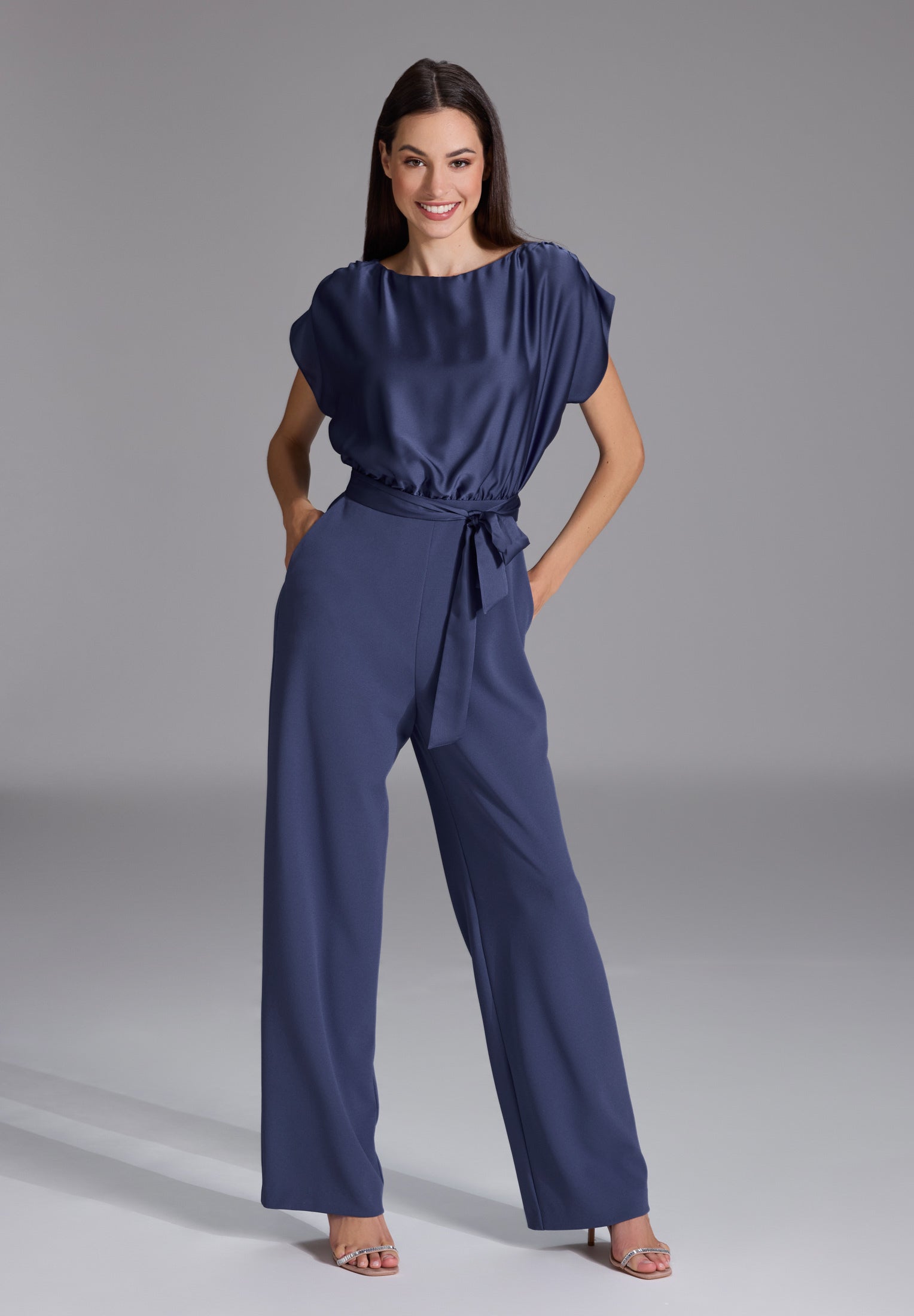 Jumpsuit aus Material-Mix future blue