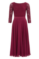 Abendkleid Midi mit Oberteil aus floraler Spitze und Chiffon Rock
