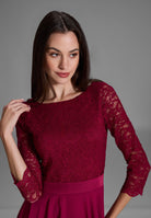 Abendkleid Midi mit Oberteil aus floraler Spitze und Chiffon Rock