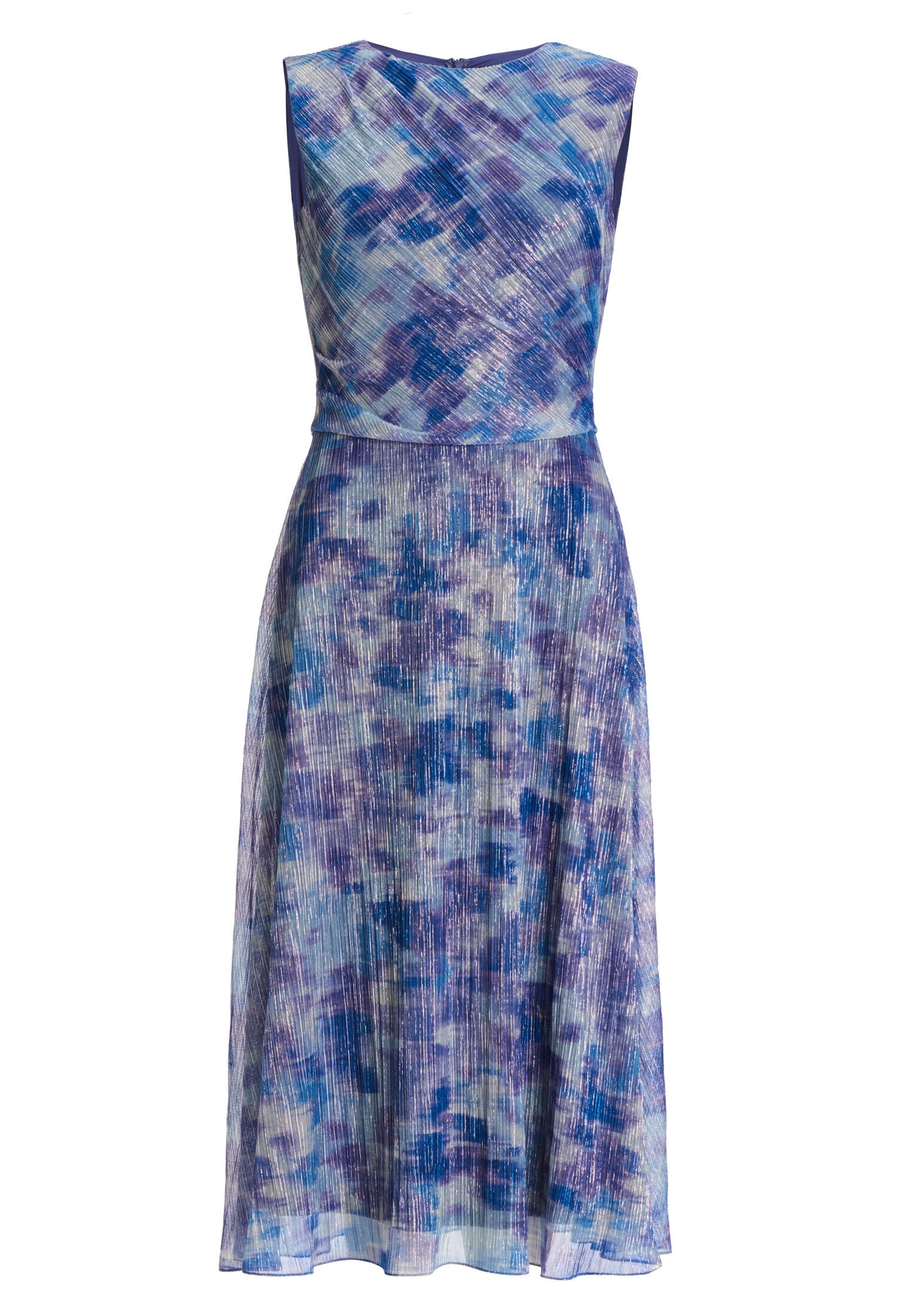 Plissiertes Kleid mit Metallicfäden