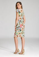 Etuikleid mit Knotendetail aus leichtem Scuba mit Blumendruck